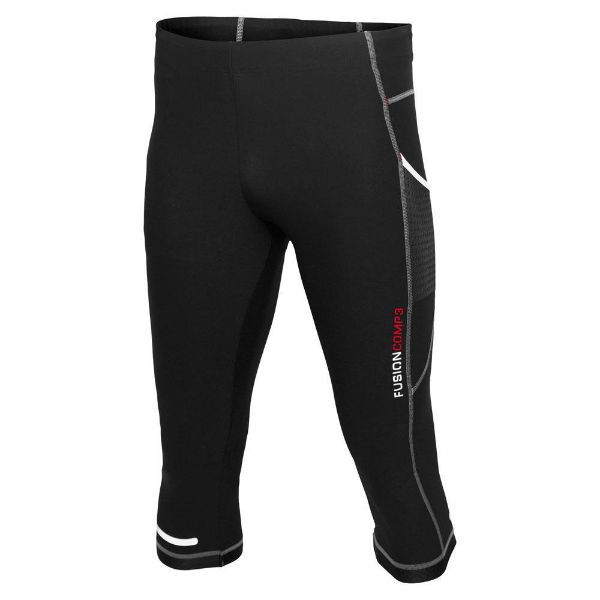 Sorte Fusion C3 3/4 Tights til løb og træning 