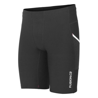 Sorte mænds short tights, perfekte til lange løbeture og træning.
