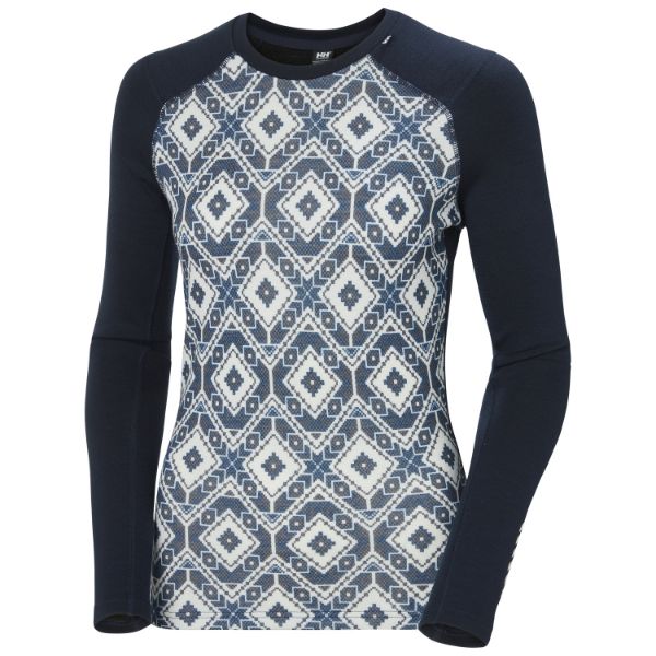 Helly Hansen LIFA Merino Midweight Graphic Crew Navy Star Pixel