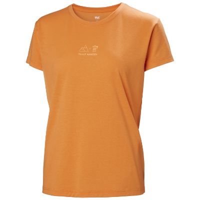 Helly Hansen Women's Skog Recycled Graphic T-Shirt i oramge med orange print på fronten