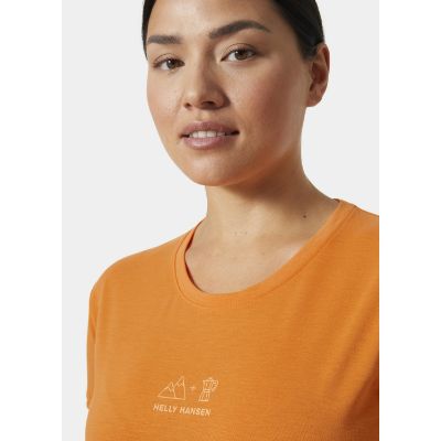 Helly Hansen Women's Skog Recycled Graphic T-Shirt i orange med orange print på fronten