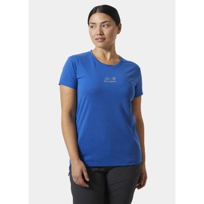 Helly Hansen Women's Skog Recycled Graphic T-Shirt i blå med beige print på fronten