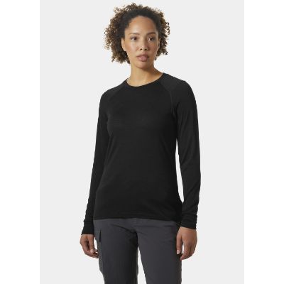 Helly Hansen Women’s HH® Durawool Crew Langærmet base layer top fremstillet med ZQ-certificeret Merino uld og Cordura® der sikrer fugtabsorberende og temperaturregulerende egenskaber i sort