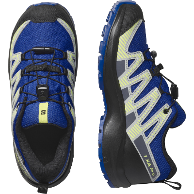 Salomon XA Pro V8 WP J i farven Nautical Blue / Black / Sharp Green